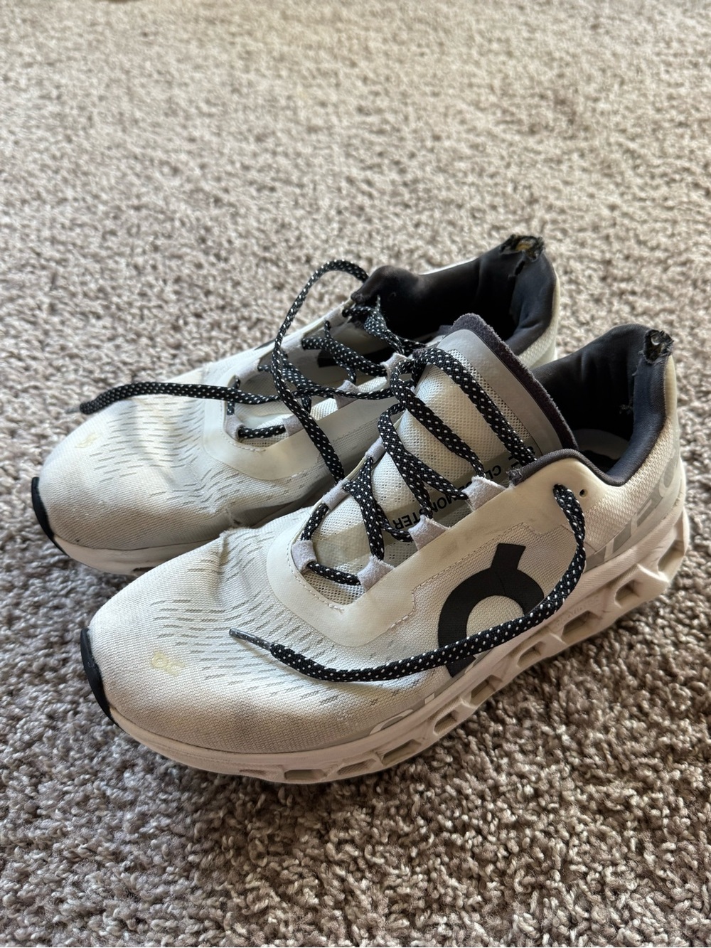 On Cloudmonster Men’s Running Shoes White Black Size US 8 EU 41